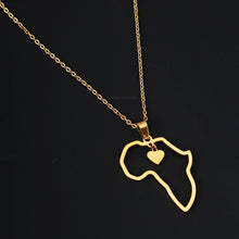 Load image into Gallery viewer, 18k Real Gold Plated Africa Necklace / pendant - Africa map - African continent with heart
