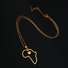 Load image into Gallery viewer, 18k Real Gold Plated Africa Necklace / pendant - Africa map - African continent with heart
