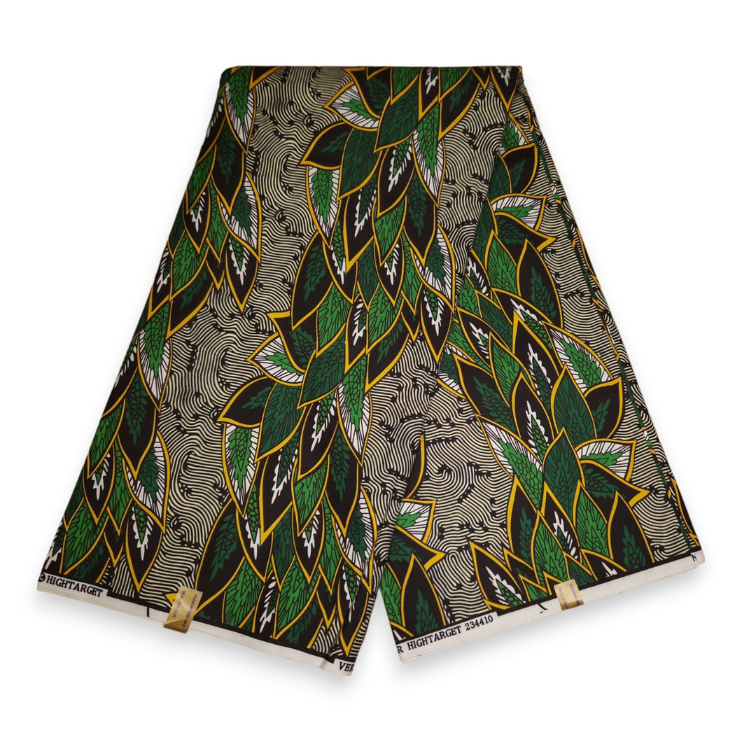 6 Yards - African print fabric - Green Leaves - Polycotton