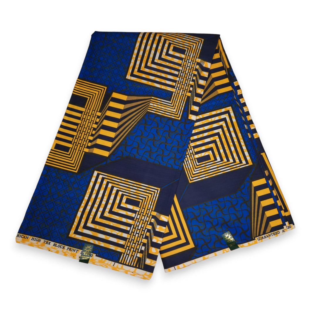 6 Yards - African print fabric - Blue Maze - Polycotton