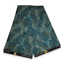 Charger l&#39;image dans la galerie, 6 Yards - Tissu imprimé africain - Texture Turquoise - Polycoton
