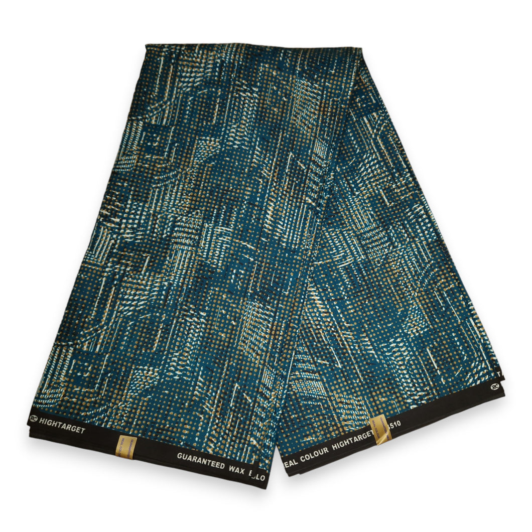 6 Yards - Afrikaanse printstof - Turquoise textuur - Polykatoen