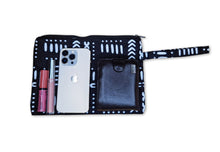 Load image into Gallery viewer, African print Makeup pouch / Pencil case / Cosmetic Bag / Coin Purse - Black / white Bogolan
