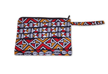 Afbeelding in Gallery-weergave laden, Afrikaanse print make-uptasje / etui / make-uptasje / portemonnee - rood / oranje Bogolan
