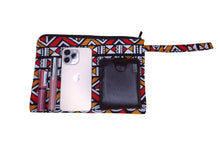 Load image into Gallery viewer, African print Makeup pouch / Pencil case / Cosmetic Bag / Coin Purse - Red / Orange Bogolan
