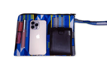Load image into Gallery viewer, African print Makeup pouch / Pencil case / Cosmetic Bag / Coin Purse - Blue kente
