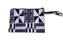Load image into Gallery viewer, African print Makeup pouch / Pencil case / Cosmetic Bag / Coin Purse - Black / white kente
