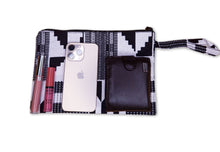 Load image into Gallery viewer, African print Makeup pouch / Pencil case / Cosmetic Bag / Coin Purse - Black / white kente
