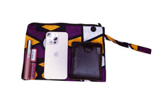 Load image into Gallery viewer, African print Makeup pouch / Pencil case / Cosmetic Bag / Coin Purse - Purple Yellow Samakaka
