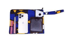 Load image into Gallery viewer, African print Makeup pouch / Pencil case / Cosmetic Bag / Coin Purse - Blue Yellow Samakaka
