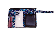 Load image into Gallery viewer, African print Makeup pouch / Pencil case / Cosmetic Bag / Coin Purse - Blue Bogolan
