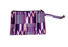 Load image into Gallery viewer, African print Makeup pouch / Pencil case / Cosmetic Bag / Coin Purse - Purple Kente
