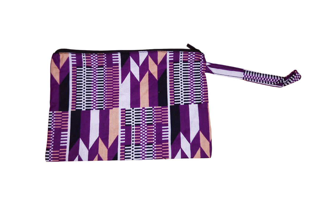 African print Makeup pouch / Pencil case / Cosmetic Bag / Coin Purse - Purple Kente