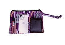 Load image into Gallery viewer, African print Makeup pouch / Pencil case / Cosmetic Bag / Coin Purse - Purple Kente
