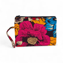 Load image into Gallery viewer, African print Makeup pouch / Pencil case / Cosmetic Bag / Coin Purse - Red &amp; Blue Flowers
