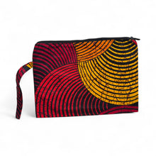 Load image into Gallery viewer, African print Makeup pouch / Pencil case / Cosmetic Bag / Coin Purse - Red &amp; Yellow Concentric Circle
