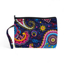 Load image into Gallery viewer, African print Makeup pouch / Pencil case / Cosmetic Bag / Coin Purse - Blue Pink Paisley
