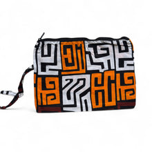 Load image into Gallery viewer, African print Makeup pouch / Pencil case / Cosmetic Bag / Coin Purse - Brown &amp; Yellow-Orange Kuba Blocks

