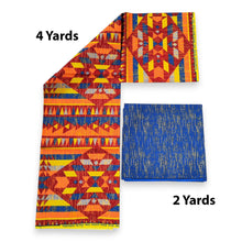 Lade das Bild in den Galerie-Viewer, Afrikanischer Druckstoff - Zweifarbiger Druck Polycotton - 6 Yards Kombination (4+2 Yards) PO-5028
