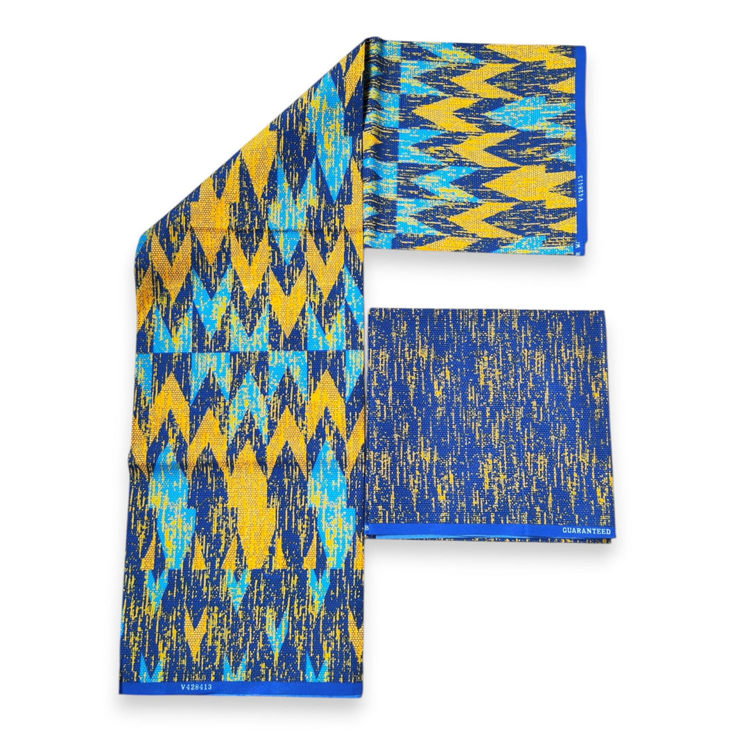 African print fabric - Two-Tone print Polycotton - 6 Yards Combination (4+2 Yards) PO-5034