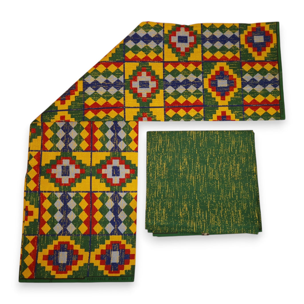African print fabric - Two-Tone print Polycotton - 6 Yards Combination (4+2 Yards) PO-5038