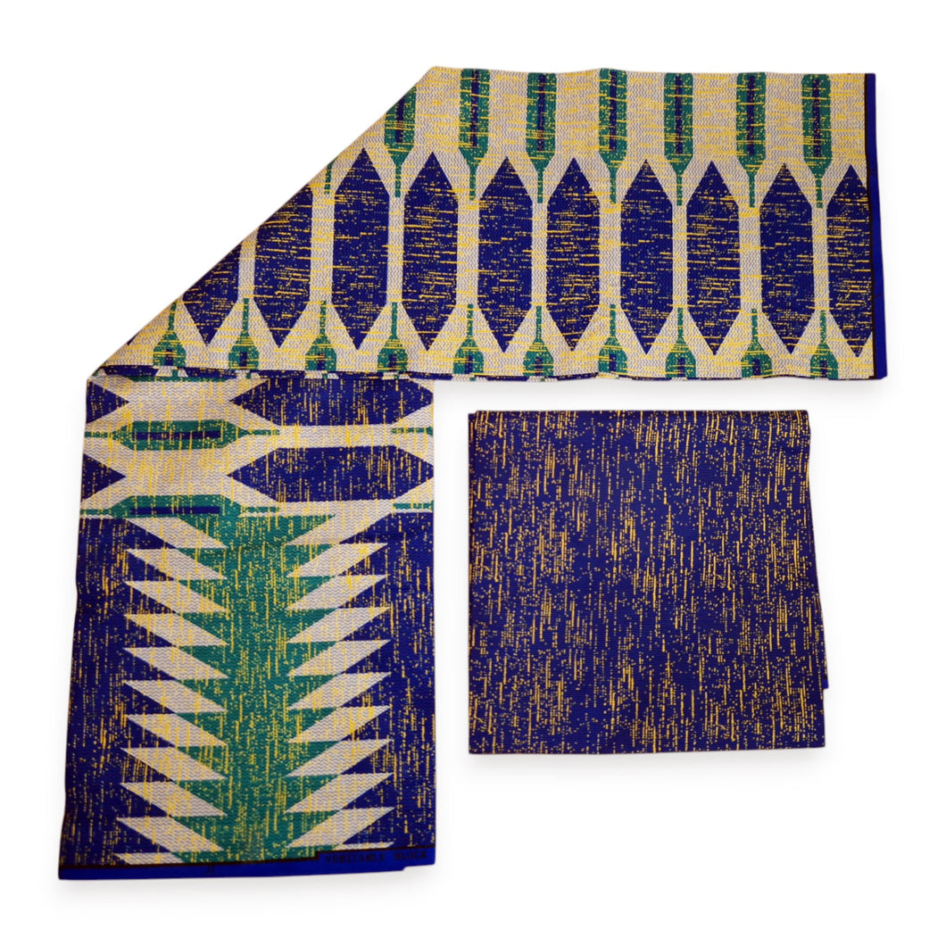 African print fabric - Two-Tone print Polycotton - 6 Yards Combination (4+2 Yards) PO-5043
