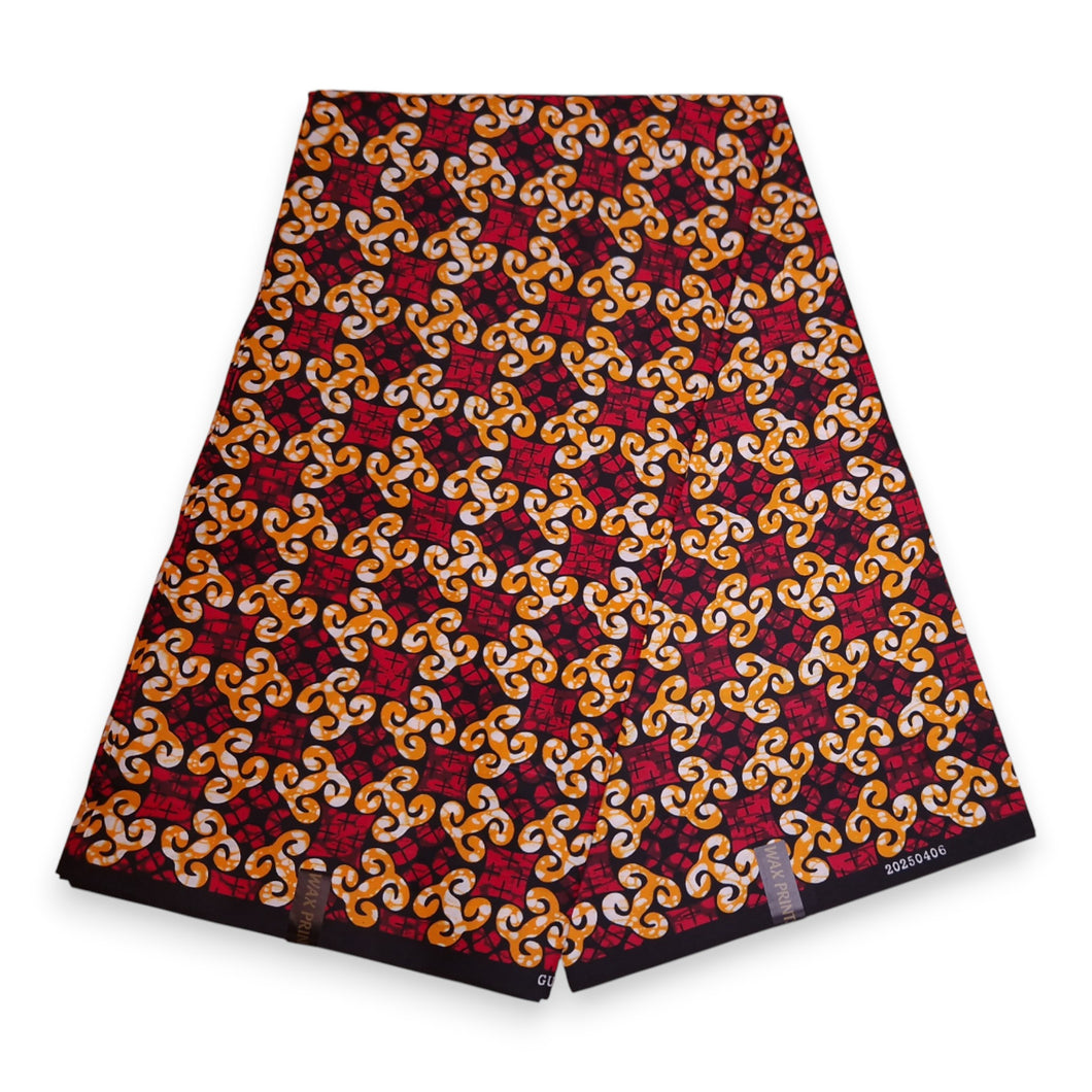6 Yards - African print fabric - Red PO-5062 - Polycotton