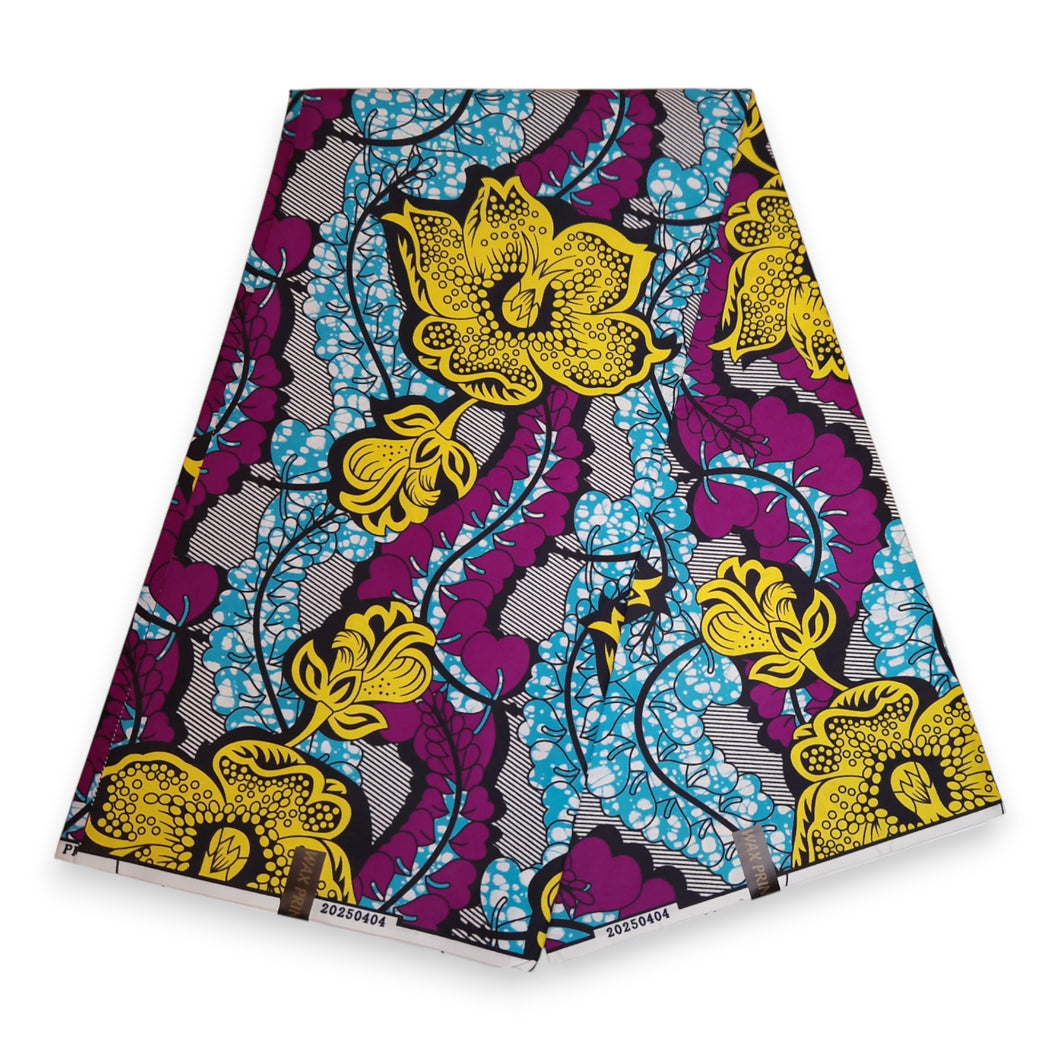 6 Yards - African print fabric - Blue Purple PO-5067 - Polycotton