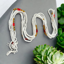 Load image into Gallery viewer, Waist Beads / African Hip Chain - Nayoghóna - White / Red (Traditional non-elastic string)
