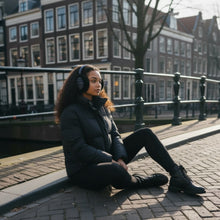 Afbeelding in Gallery-weergave laden, African Print Earmuffs - Foldable Winter Ear Warmers - Blue Bogolan
