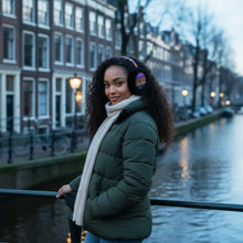 Lade das Bild in den Galerie-Viewer, African Print Earmuffs - Foldable Winter Ear Warmers - Pink Orange Tribal
