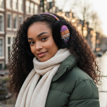 Lade das Bild in den Galerie-Viewer, African Print Earmuffs - Foldable Winter Ear Warmers - Pink Orange Tribal
