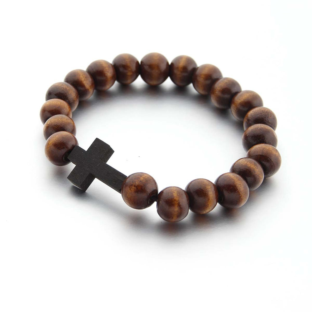 African Bracelet - Wooden bead Bracelet - Cross - Brown