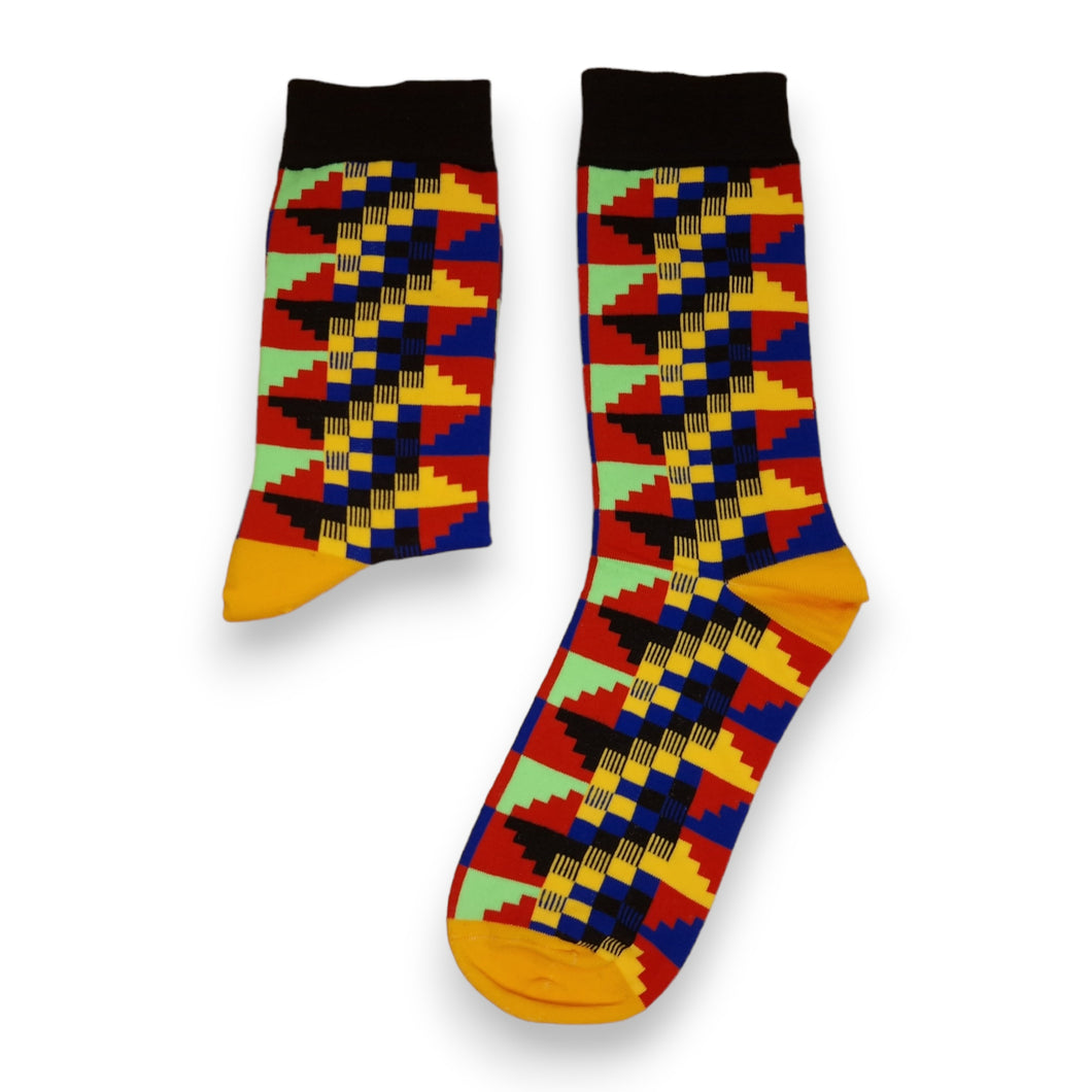 5 pairs - African socks / Afro socks / Kente stocks - Red multicolor