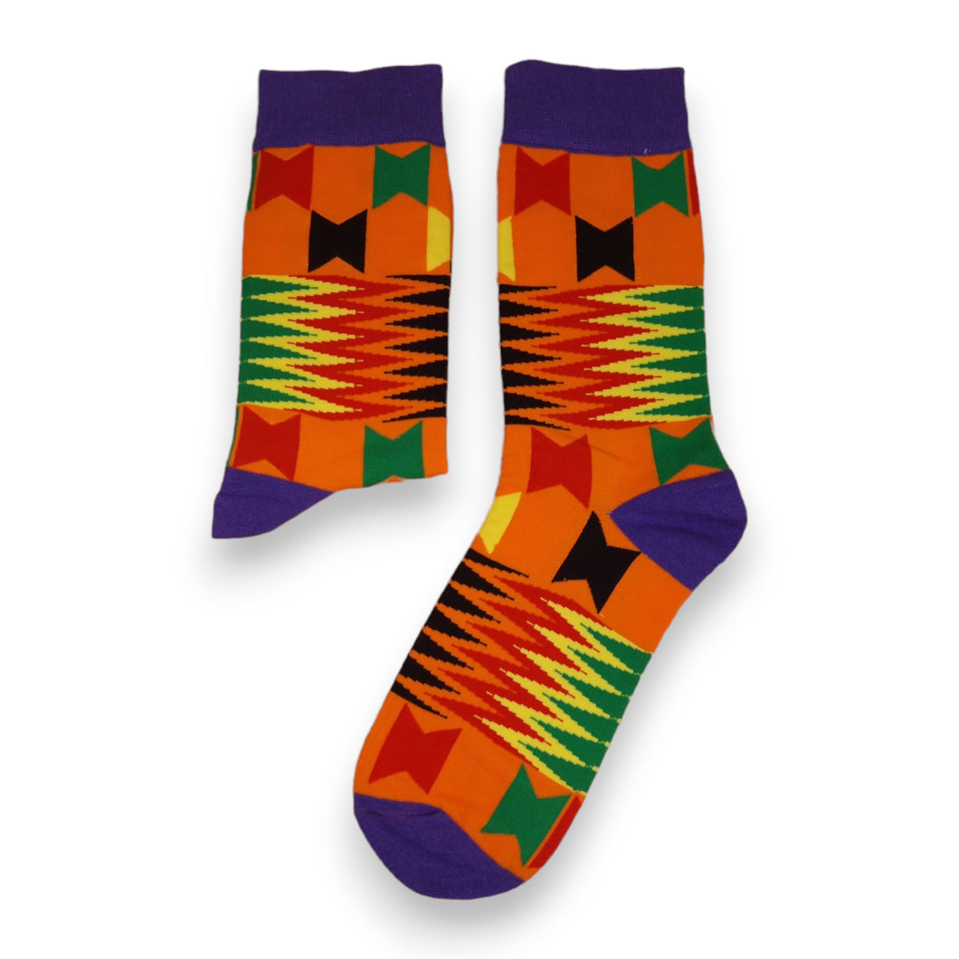 5 Paar - Afrikanische Socken / Afro-Socken / Kente-Stöcke - Orange