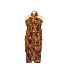 Load image into Gallery viewer, Sarong / pareo - Cotton Beachwear wrap skirt / baby carrier wrap - Brown Yellow Circle Rays
