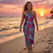 Afbeelding in Gallery-weergave laden, Sarong / pareo - Katoenen strandkleding wikkelrok / draagdoek - Roze Bloemen
