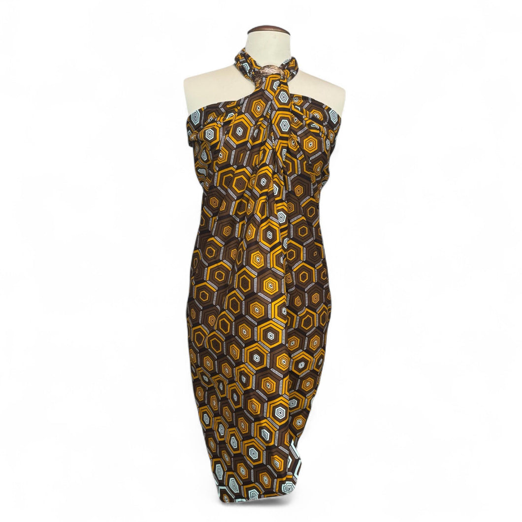 Sarong / Pareo - Baumwoll-Strandbekleidungs-Wickelrock / Babytrage-Wickel - Braun Sechseck