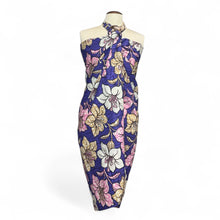 Load image into Gallery viewer, Sarong / pareo - Cotton Beachwear wrap skirt / baby carrier wrap - Purple Flowers
