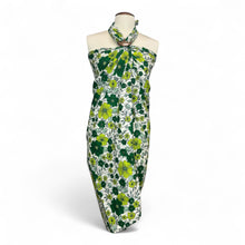 Load image into Gallery viewer, Sarong / pareo - Cotton Beachwear wrap skirt / baby carrier wrap - Green flower
