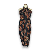 Load image into Gallery viewer, Sarong / pareo - Cotton Beachwear wrap skirt / baby carrier wrap - Black paisley
