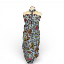 Load image into Gallery viewer, Sarong / pareo - Cotton Beachwear wrap skirt / baby carrier wrap - Blue Flowers
