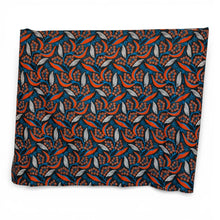 Load image into Gallery viewer, Sarong / pareo - Cotton Beachwear wrap skirt / baby carrier wrap - Blue Orange Leaves and Berries
