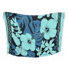 Lade das Bild in den Galerie-Viewer, Sarong / Pareo - Strandwickelrock - Türkis große Blume
