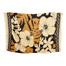 Charger l'image dans la galerie, Sarong / pareo - Beachwear wrap skirt - Beige / black flower
