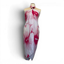 Charger l'image dans la galerie, Sarong / pareo - Beachwear wrap skirt - Red White Hibiscus Breeze
