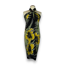 Charger l&#39;image dans la galerie, Sarong / pareo - Jupe portefeuille de plage - Fleur noire / jaune
