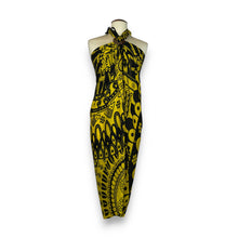 Charger l&#39;image dans la galerie, Sarong / pareo - Jupe portefeuille de plage - Mandala noir / jaune

