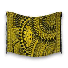 Charger l&#39;image dans la galerie, Sarong / pareo - Jupe portefeuille de plage - Mandala noir / jaune
