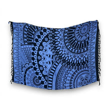 Charger l'image dans la galerie, Sarong / pareo - Jupe portefeuille de plage - Mandala noir / bleu

